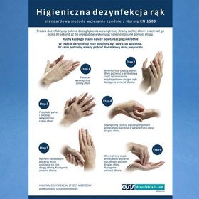 Instrukcja - Higieniczna dezynfekcja rąk wg. EN1500 16 x 22 cm.